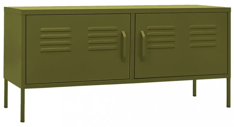 olívazöld acél TV-szekrény 105 x 35 x 50 cm