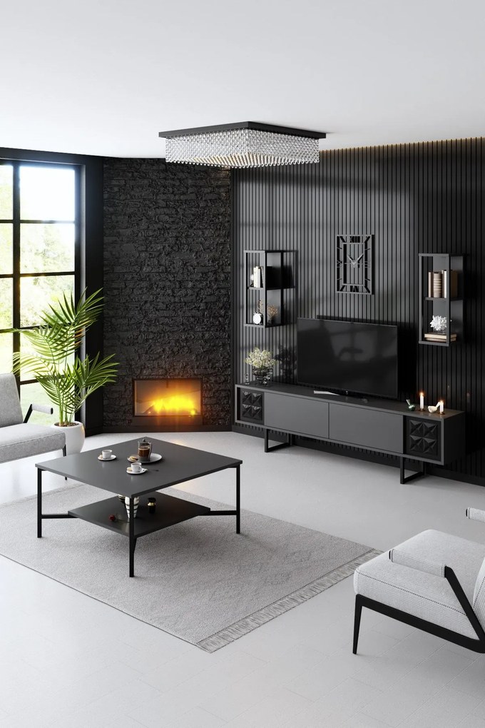 TV szekrény Black Line - Anthracite, Black