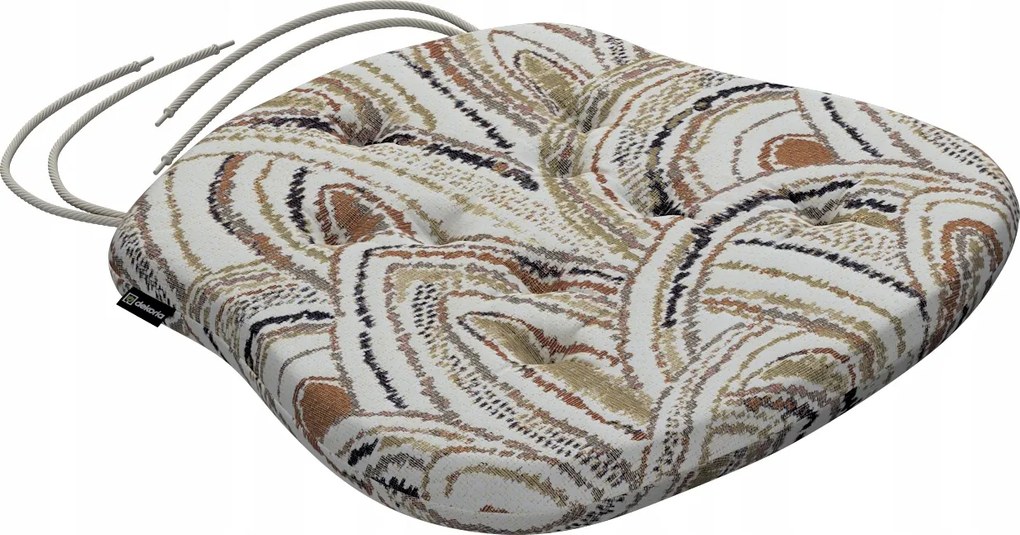 Filip székpárna 41x38 olíva-narancssárga ívek krémszínű alapon