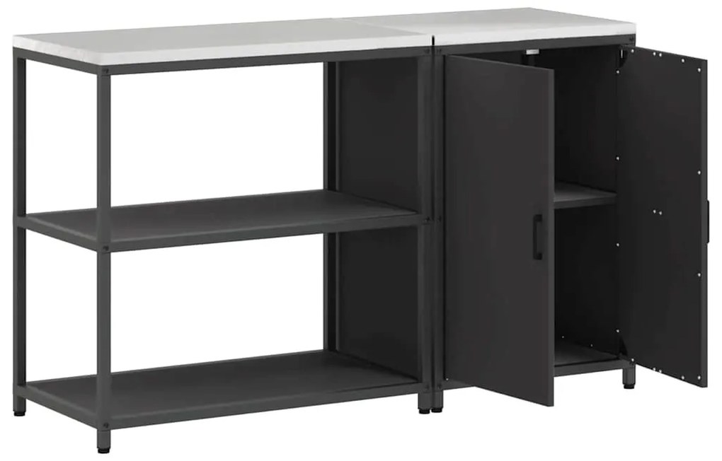 Konyhai Tároló Készlet polcokkal 2 pcs Fekete 150 x 50 x 92 cm