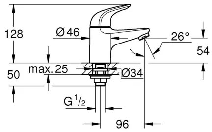 GROHE 20617001 - SWIFT XS álló szelep, fényes króm