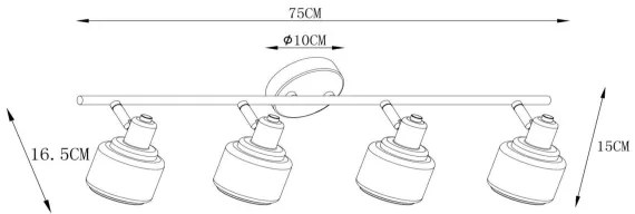 Lucide 77979/04/30 - Spotlámpa BJORN 4xE14/40W/230V fekete