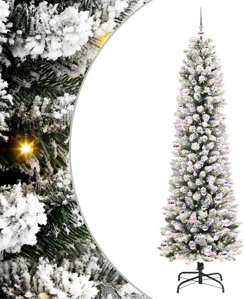 vidaXL Mű karácsonyfa 300 LED-del Fehér 240 cm PVC és Fém és Műanyag