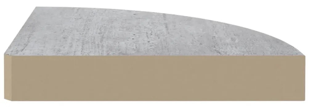 4 db betonszürke MDF fali sarokpolc 35 x 35 x 3,8 cm
