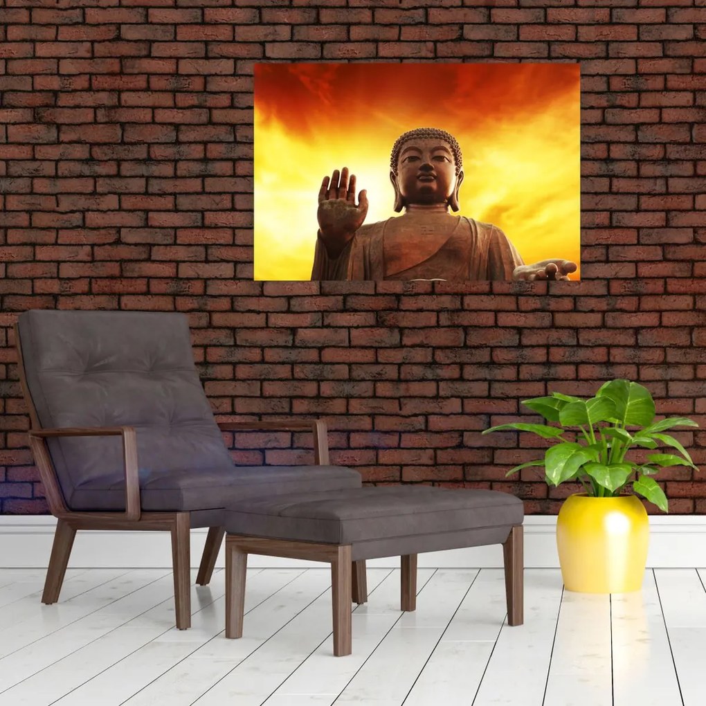 Kép - Buddha piros és sárga háttérrel (90x60 cm)