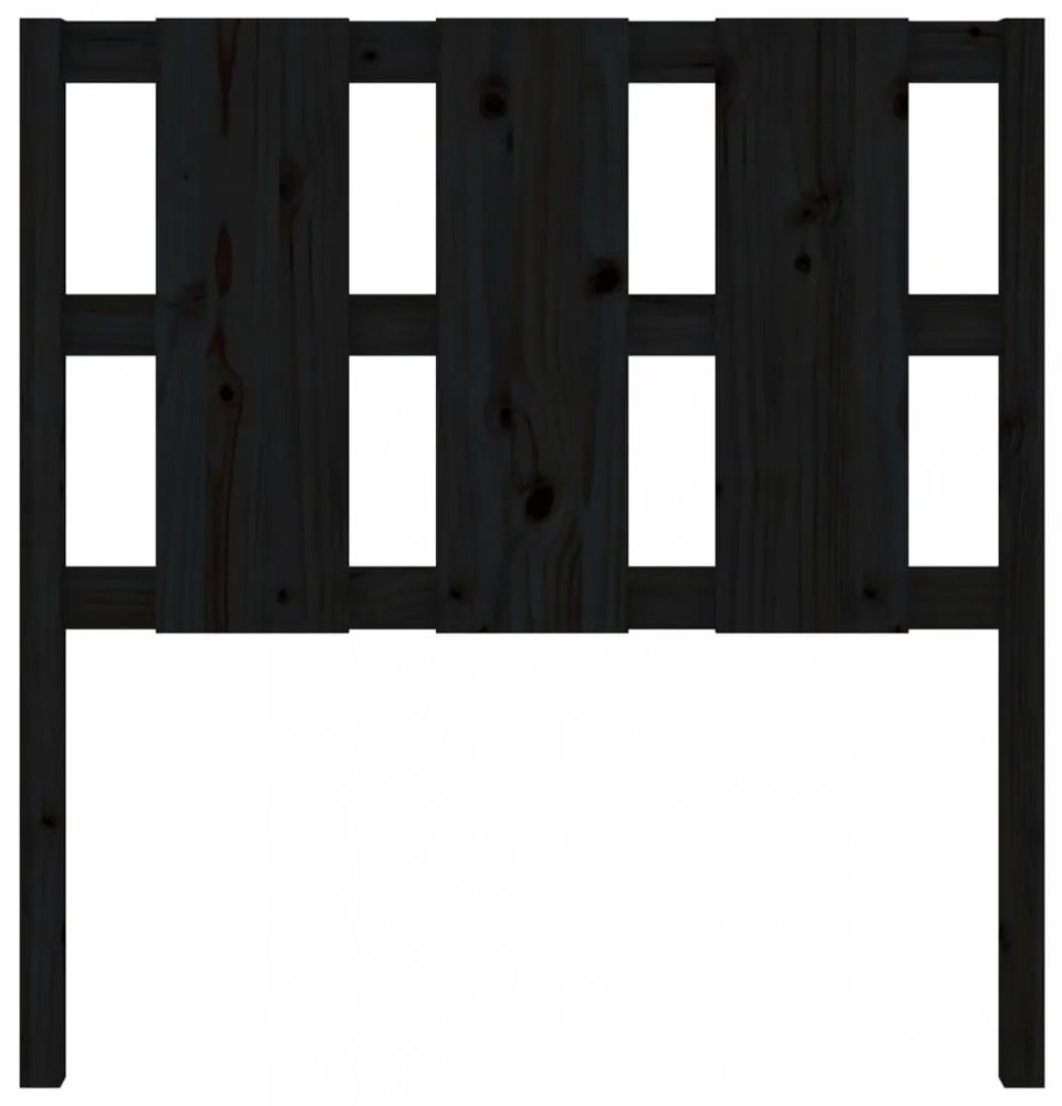 fekete tömör fenyőfa ágyfejtámla 105,5 x 4 x 100 cm