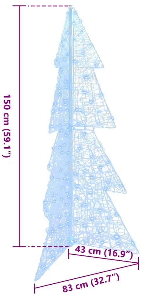 Karácsonyfa 160 LED-del Hideg Fehér 150 cm Akril