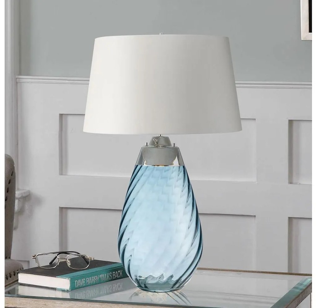 Elstead LENA-TL-L-BLUE-OWSS-LED Asztali lámpa LENA 1xE27/40W/230V 74cm kék/fehér