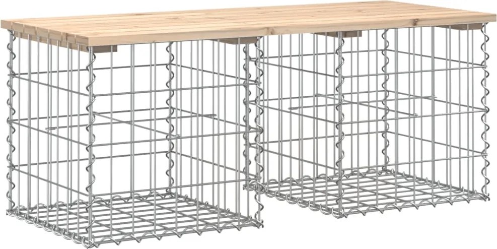 vidaXL tömör fenyőfa gabion kerti pad 103x44x42 cm