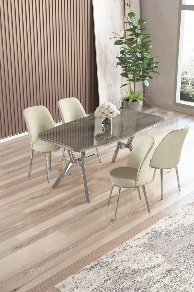 Lena étkezőgarnitúra, antracit-króm, 160 cm – TR240CHR2858