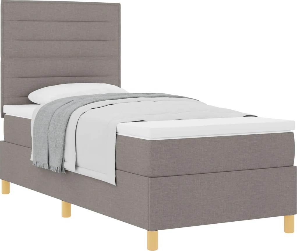 vidaXL Boxrugós ágy matracmal fejtámlával Tópszínű 80 x 200 cm szövet