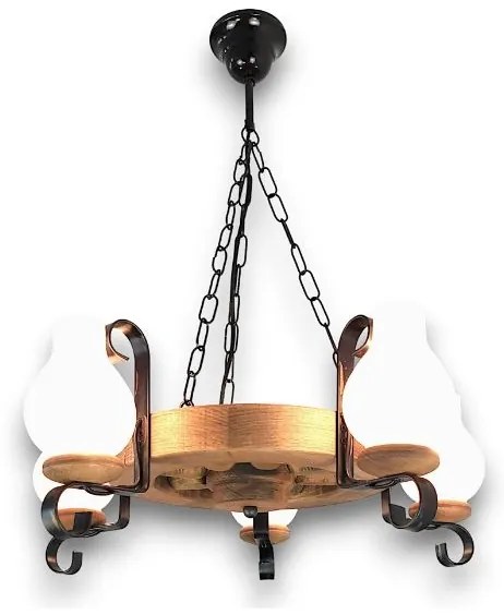 Brilagi - Csillár láncon ROATA 5xE14/40W/230V bükkfa