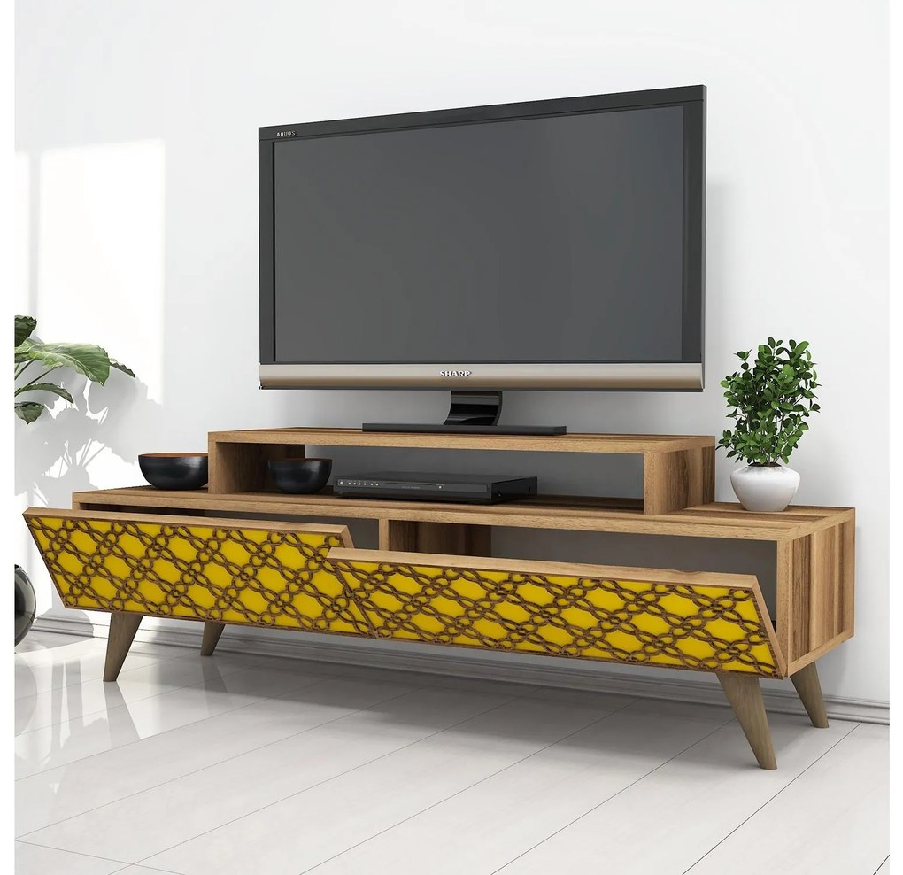TV asztal/szekrény Clementine (dió + sárga). 1088569