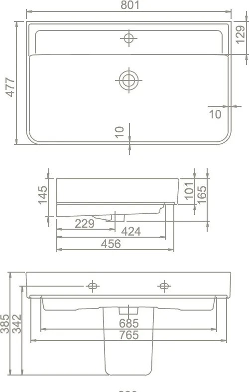 CeraStyle HERA - PULTRA ültethető - Top Counter - porcelán mosdó - 80 x 48 cm