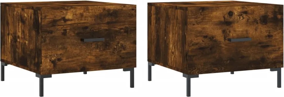 vidaXL 2 db füstös tölgy szerelt fa dohányzóasztal 50 x 50 x 40 cm
