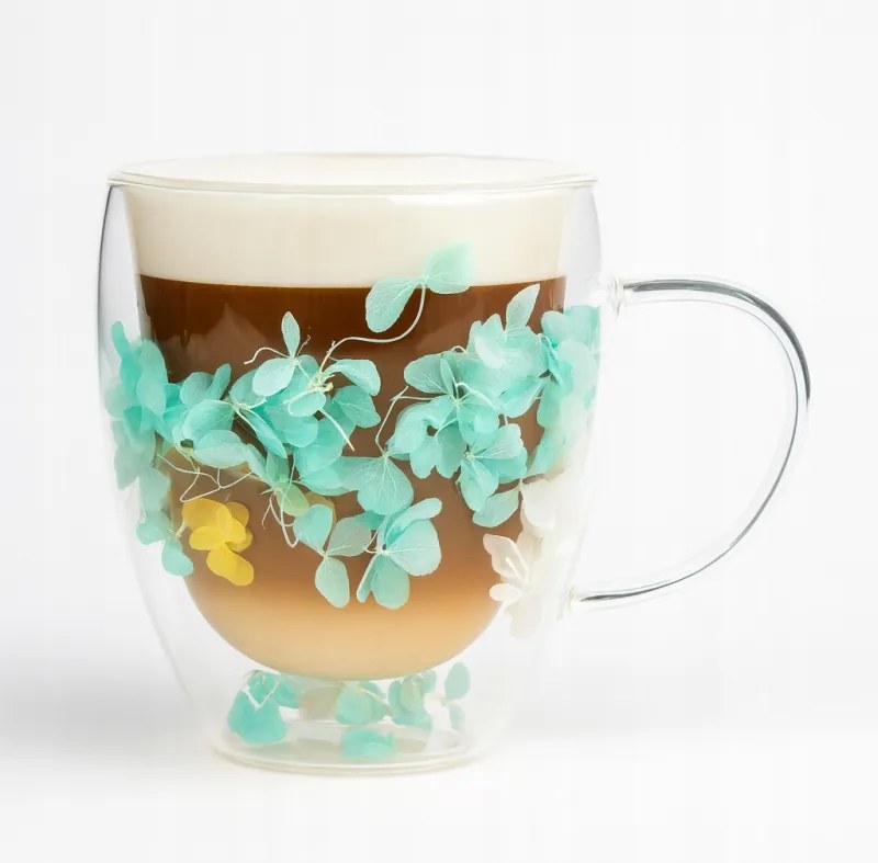 Thermo pohár 300ml zöld hortenziával Flowers Ecarla Virágok Zöld