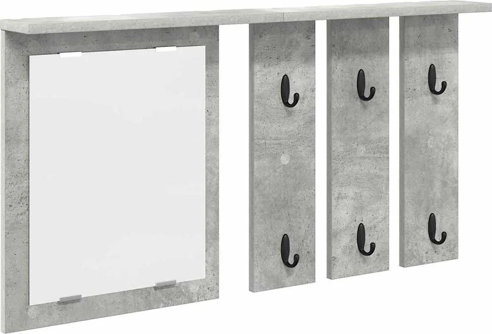 vidaXL Fali Kabáthorog polcokkal Beton szürke 85 x 10 x 45 cm Faanyag