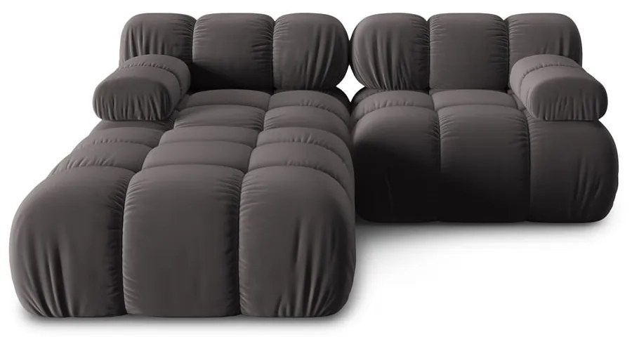 Sötétszürke bársony sarokkanapé Bellis – Micadoni Home