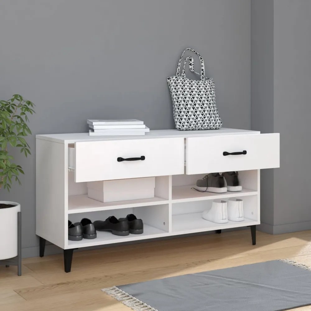fehér szerelt fa cipősszekrény 102x35x55 cm