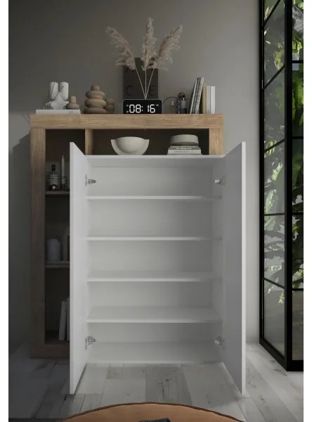 LENOR szekrény, fehér/világos tölgy