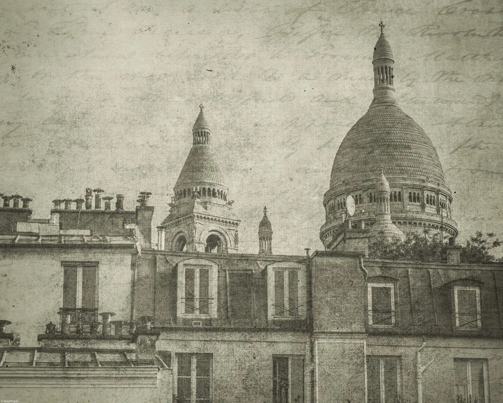 Poszter 50x40cm Lakóépületek kupolákkal Sacre Coeur Bazilika, Assaf Fr