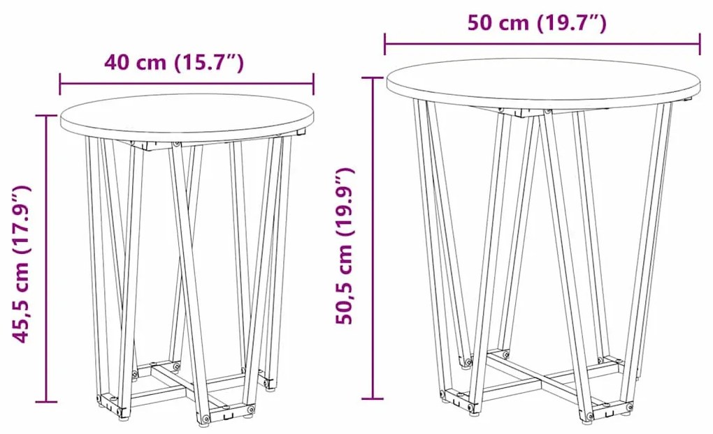 Kisasztal készlet 2 pcs Szürke sonoma és Fekete