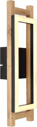 Globo 67266W Fali lámpa fém fekete matt, MDF sötétbarna, műanyag fehér, SzxM: 135x450mm, Mélység: 75mm, tartozék: LED 10W 230V, 1050lm forrás, 400lm kimenet, 3000K