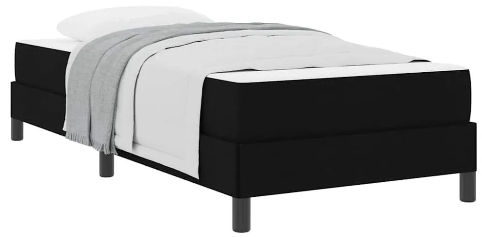 Boxrugós ágy matracmal Fekete 90 x 190 cm szövet