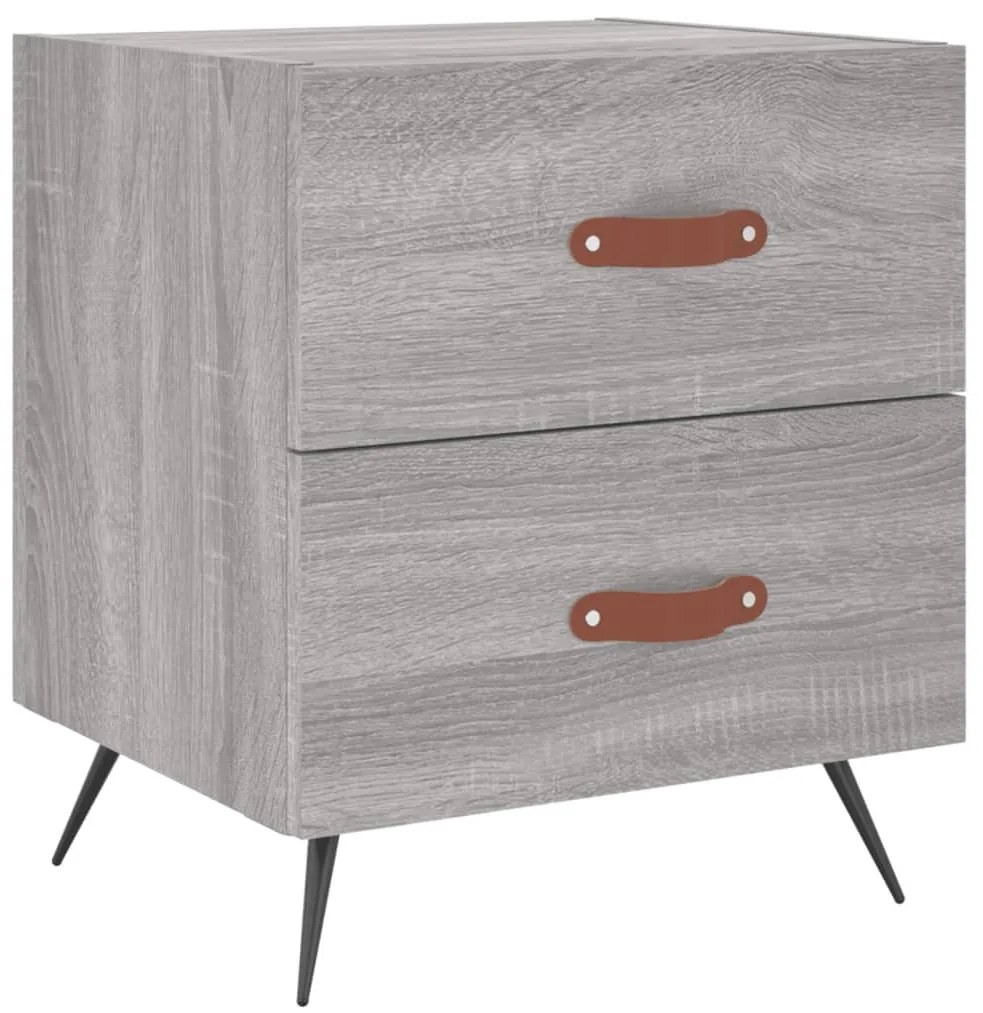 2 db szürke sonoma színű szerelt fa éjjeliszekrény 40x35x47,5cm