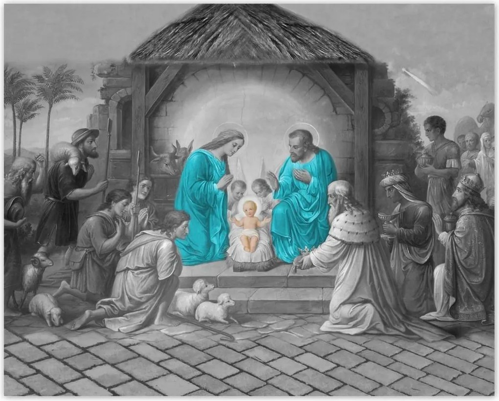 Poszterek 50x40 Szent család türkiz