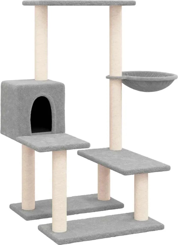 vidaXL világosszürke macskabútor szizál kaparófákkal 94,5 cm