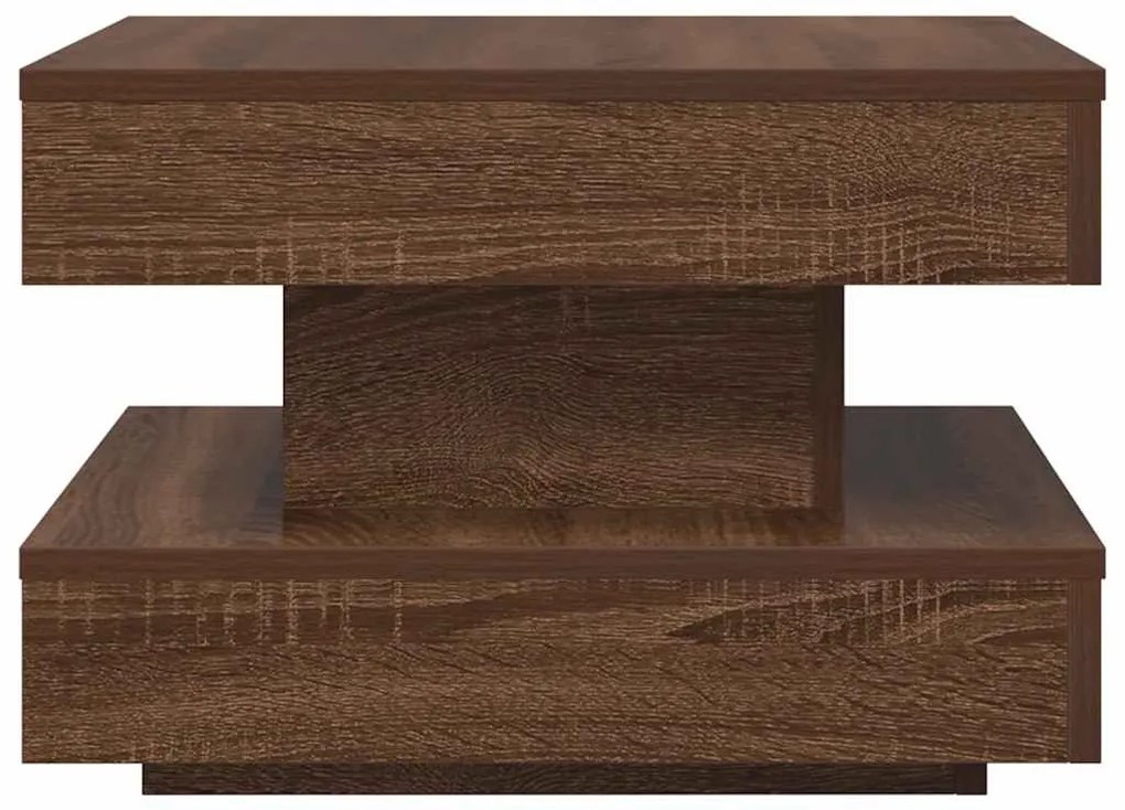 barna tölgy dohányzóasztal 360 fokban forgatható 50x50x34,5 cm