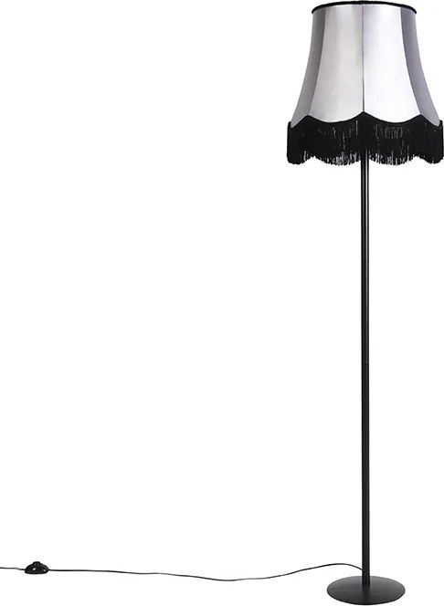 Retro állólámpa fekete, nagyi lámpabúra fekete-szürke 45 cm - Simplo