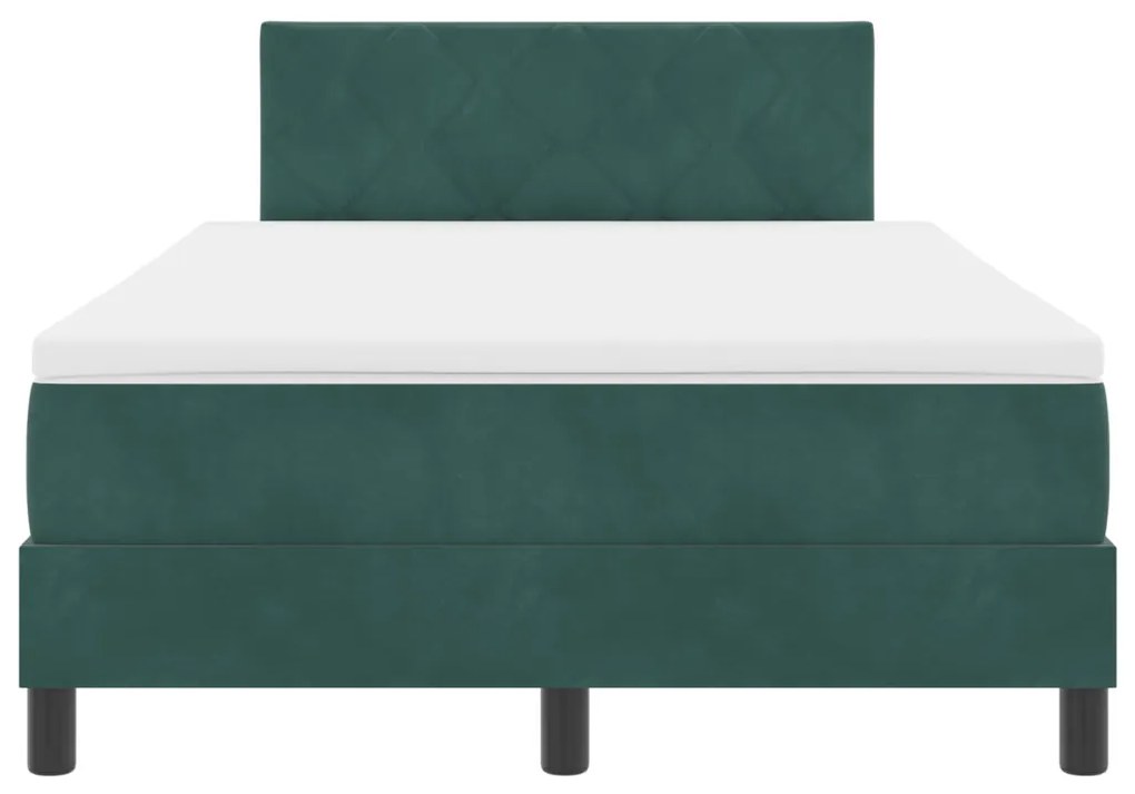 Boxspring Ágy Mattal Sötétzöld Kicsi Kétszemélyes Bársony
