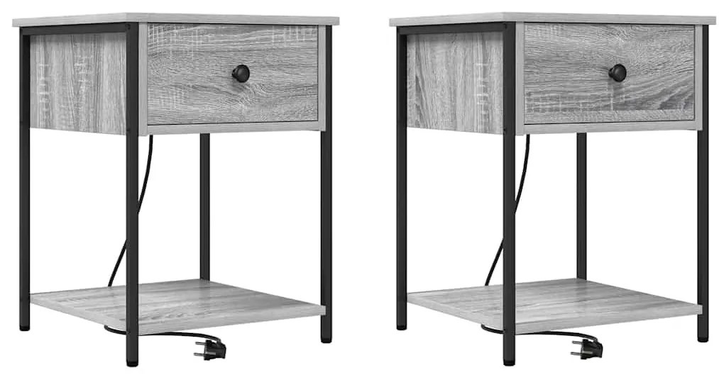 Éjjeliszekrény 2 pcs Szürke sonoma 42 x 41 x 56 cm Faanyag