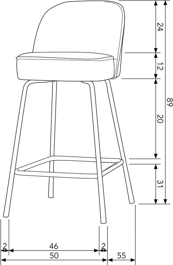 Mustársárga bársony bárszék (ülésmagasság 64 cm) Vogue – WOOOD