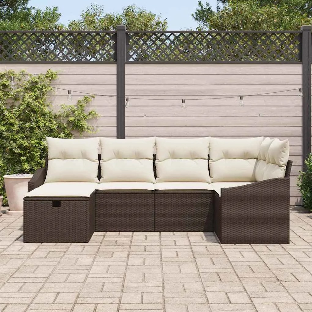 Kerti Kanapé Szett 6 pcs Barna 55 x 62 x 69 cm Poli rattan