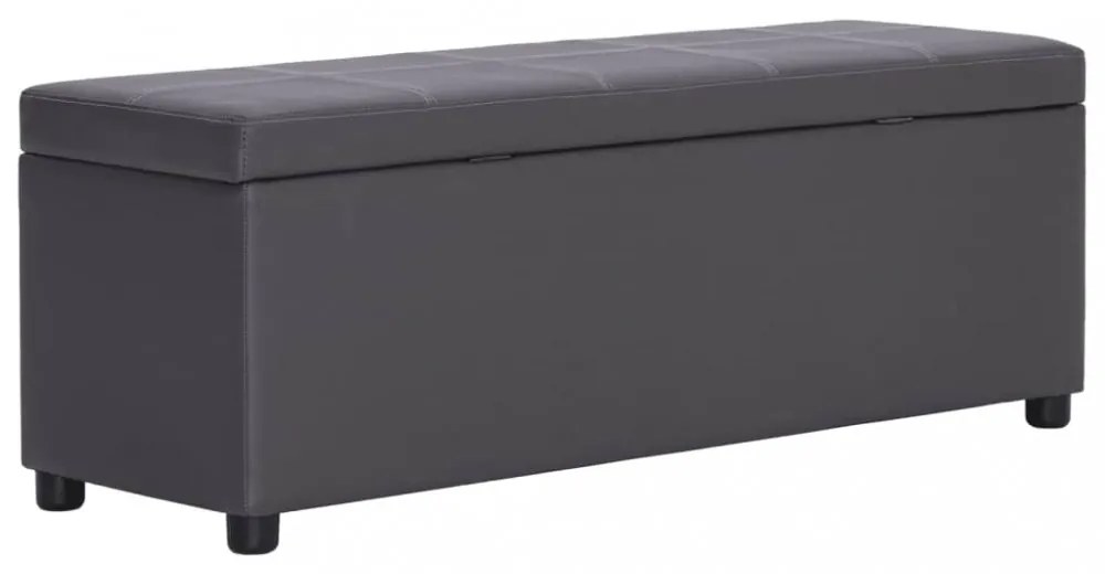 szürke műbőr pad tárolórekesszel 116 cm