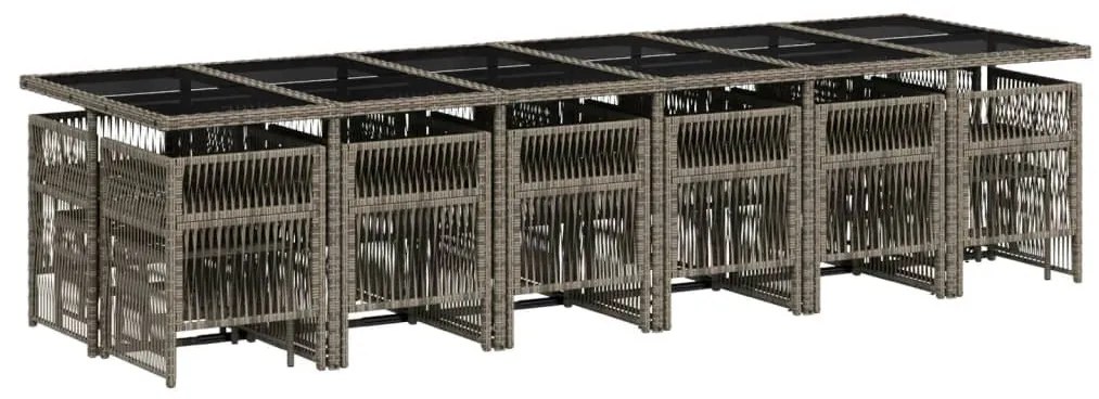 vidaXL 17 részes szürke polyrattan kerti étkezőgarnitúra párnával