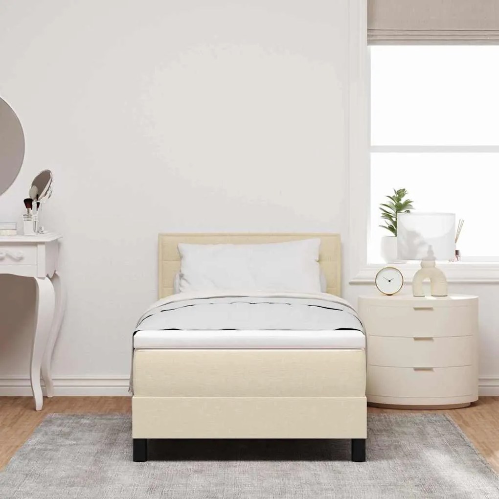 Boxspring ágy matraccal matracmal Krém 80 x 200 cm szövet