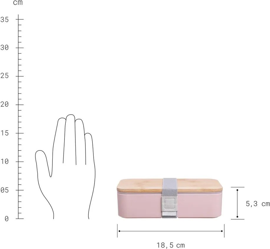 SNACK PACK uzsonnás doboz bambusz fedéllel, rózsaszín 18,5 x 10,5cm