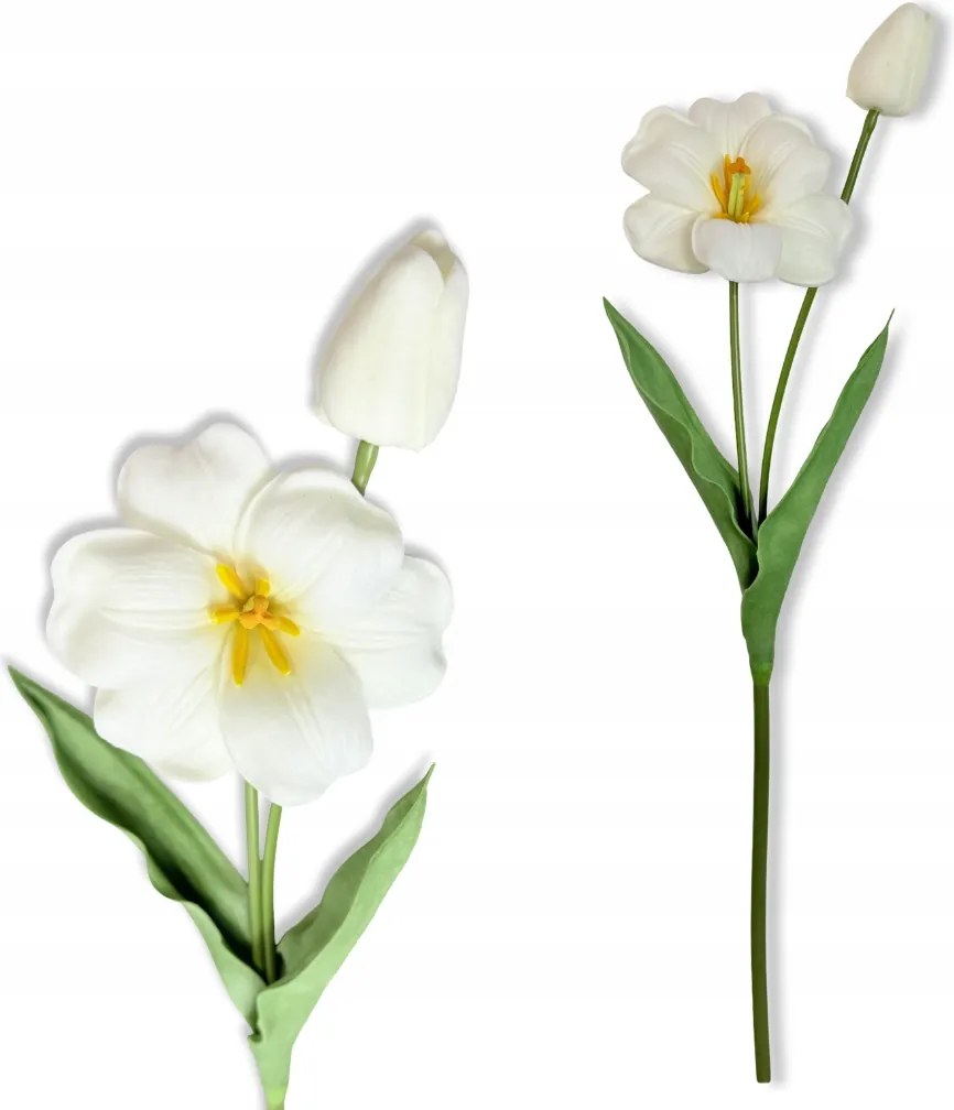 Fehér Tulipán Ág tulipánokkal 53 cm Művirágok Élő Habszivacsból