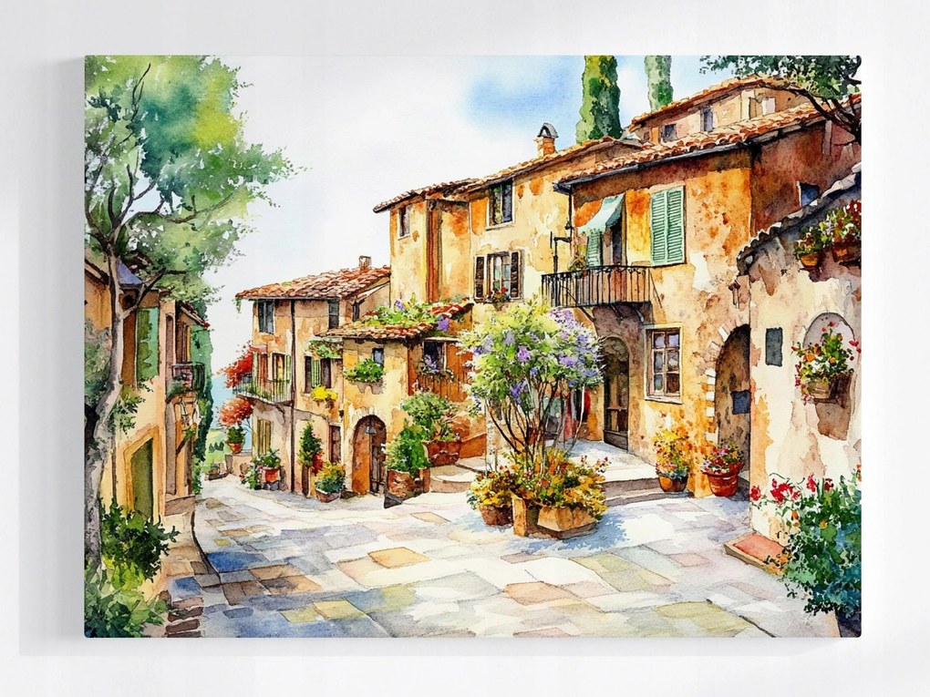Poszter Toszkána Utca Virágok Olaszország Város 100x75