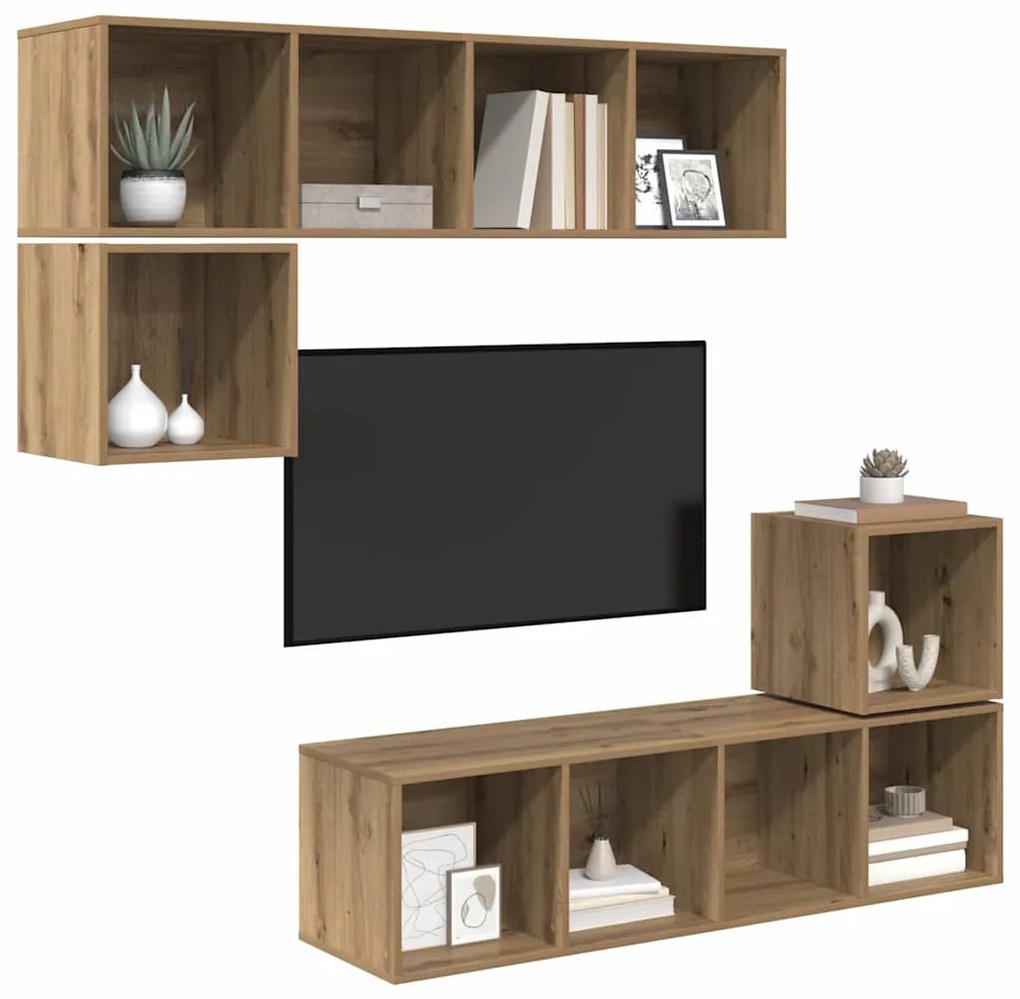 TV szekrény garnitúra 4 pcs kézműves tölgy 37 x 37 x 142.5 cm