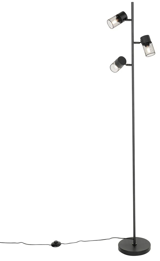 Ipari állólámpa fekete 3 lámpás - Jim