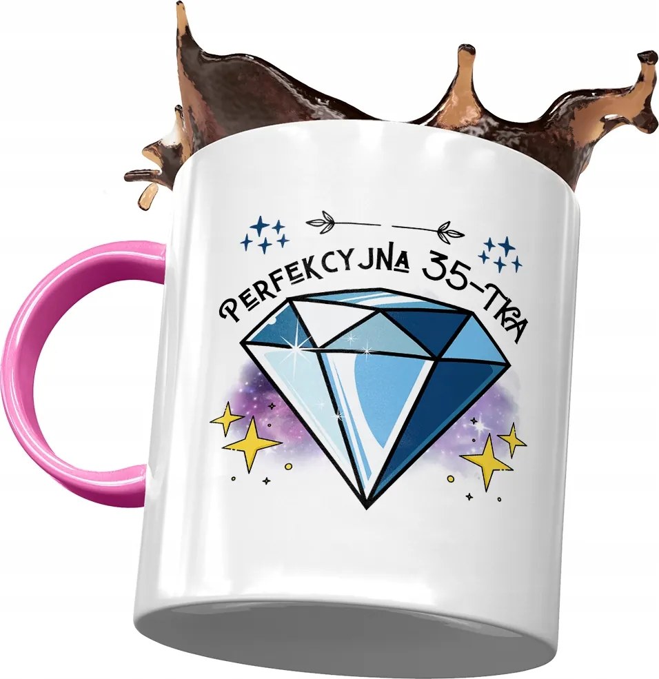 Rózsaszín Bögre Születésnapra 35 35-es 35-ös Ajándék Nyomtatott Fotóval