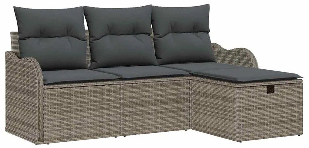 Kerti Kanapé Szett 4 pcs Szürke 176 x 117 x 85 cm Poli rattan