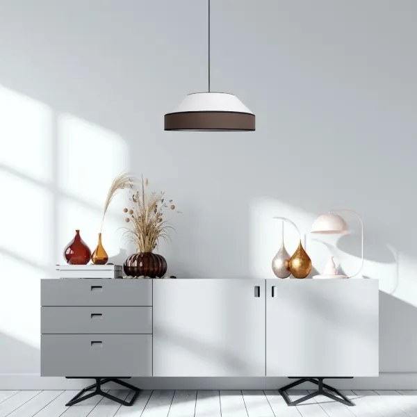 Csillár zsinóron MANISO 1xE27/60W/230V átm. 45 cm fehér/barna