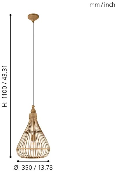 Eglo 49772 - Mennyezeti függesztékes lámpa AMSFIELD 1xE27/60W