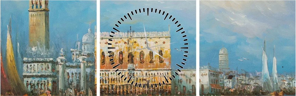 Kép - gondola Velencén áthaladva, olajfestmény (órával) (90x30 cm)